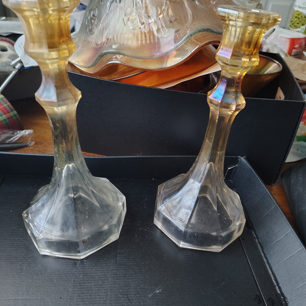Elegant Gold and Clear Glass Candle Holders